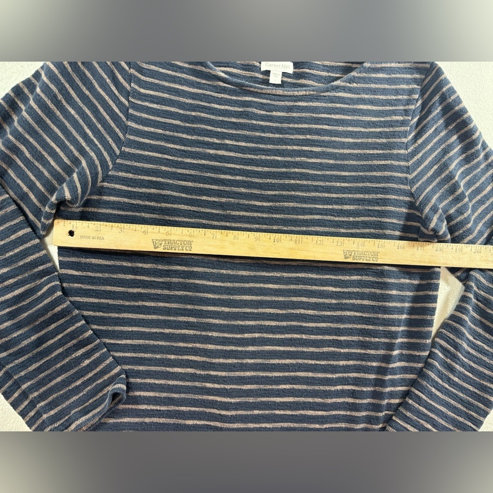 Garnet Hill Blue Beige Striped Knit Dress Long Sleeve Casual Womens Large - Picture 3 of 5